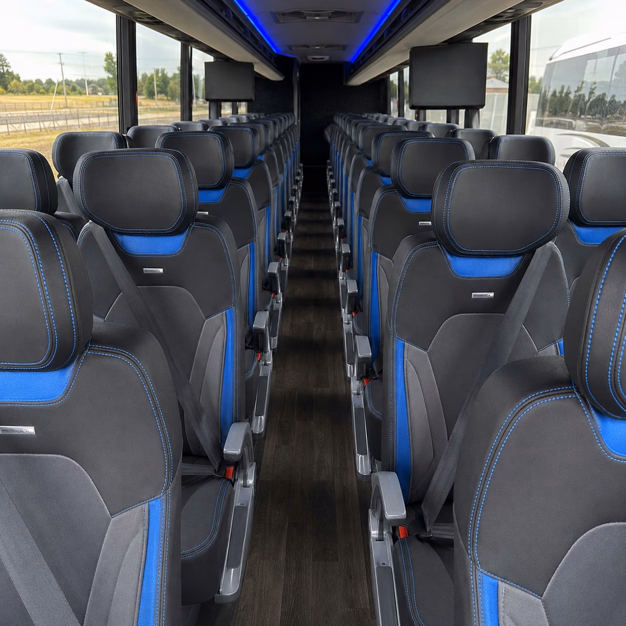 56 passenger charter bus inside