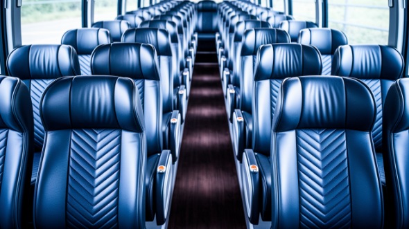 south gate 56 passenger charter bus inside